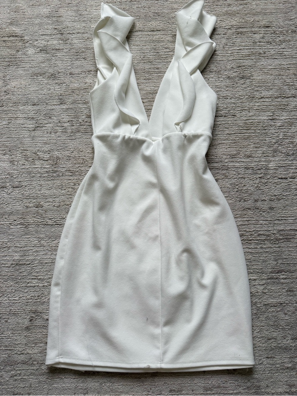 Lulu's White Ruffle V-Neck Mini Dress (Size XS) - Picture 5 of 5